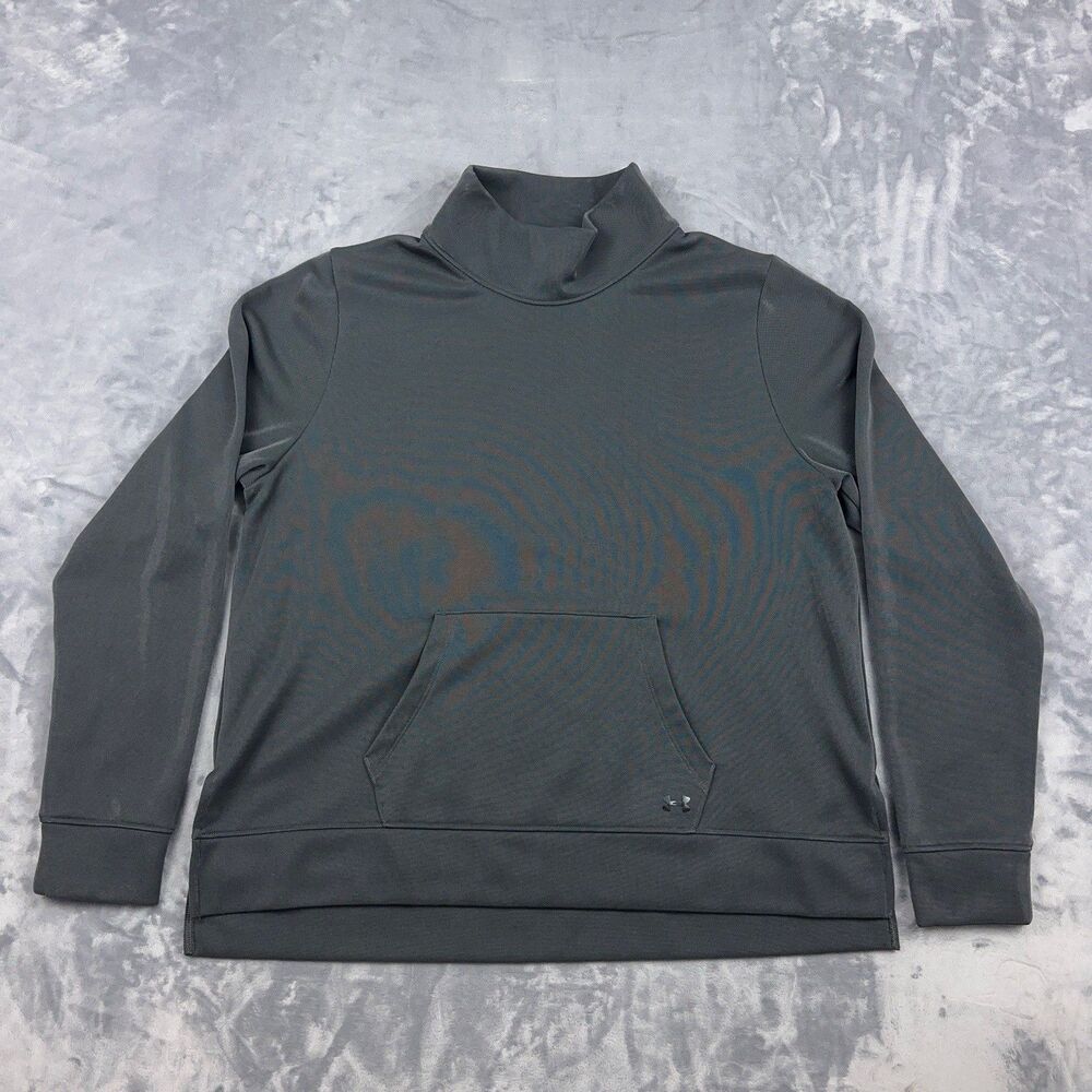 Under Armour Coldgear Gray Fleece Mirage Mock Neck Pullover Womens Size XL